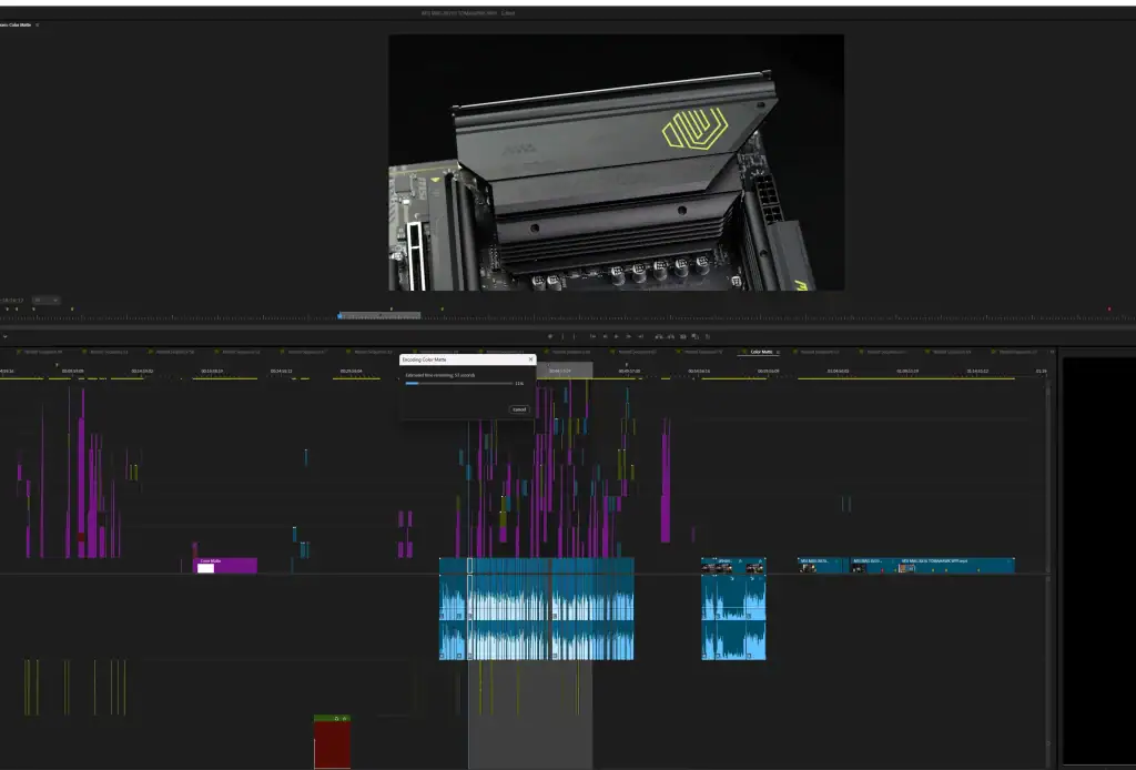 Adobe Premiere Pro rendering on a GEEKOM A9 MEGA MINI PC