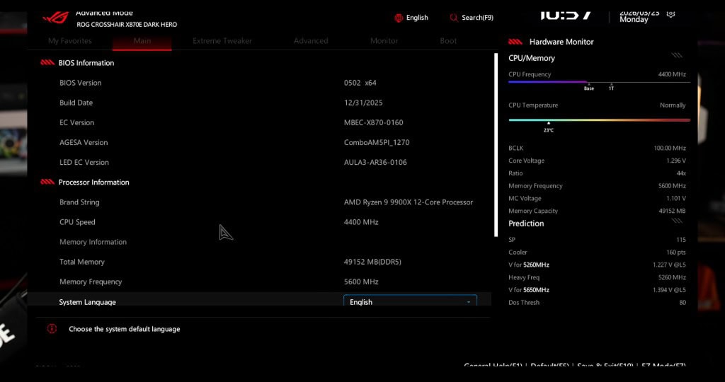 ASUS ROG CROSSHAIR X870E DARK HERO NEW BIOS
